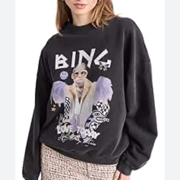 Anine Bing Crew AB x TO x Iscreamcolour Elton John in Washed Black size M - Picture 1 of 9